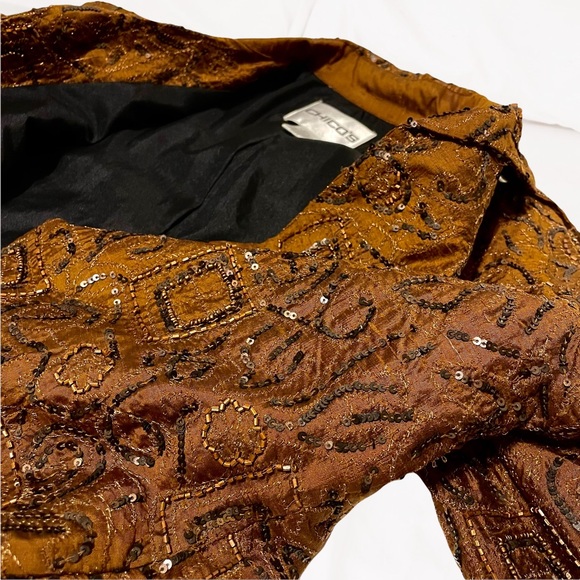 Women's Size 0 Chico’s Silk Beaded Jacket Beautiful Design - Picture 11 of 15